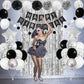 Black And Silver Birthday Party Decorations, Black White Silver Balloons Birthday Decoration Black Happy Bithday Banner Star Foi