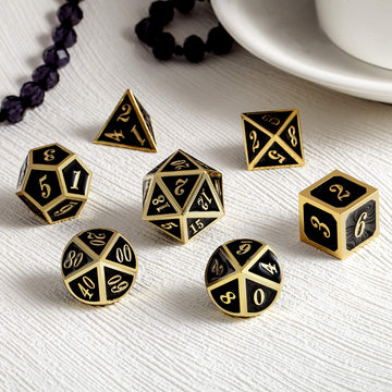 DNDND Metal Dice Set D&D, 7 die Metal Polyhedral Dice Set with Gift Metal Box and Gold Number for DND Dungeons and Dragons Role