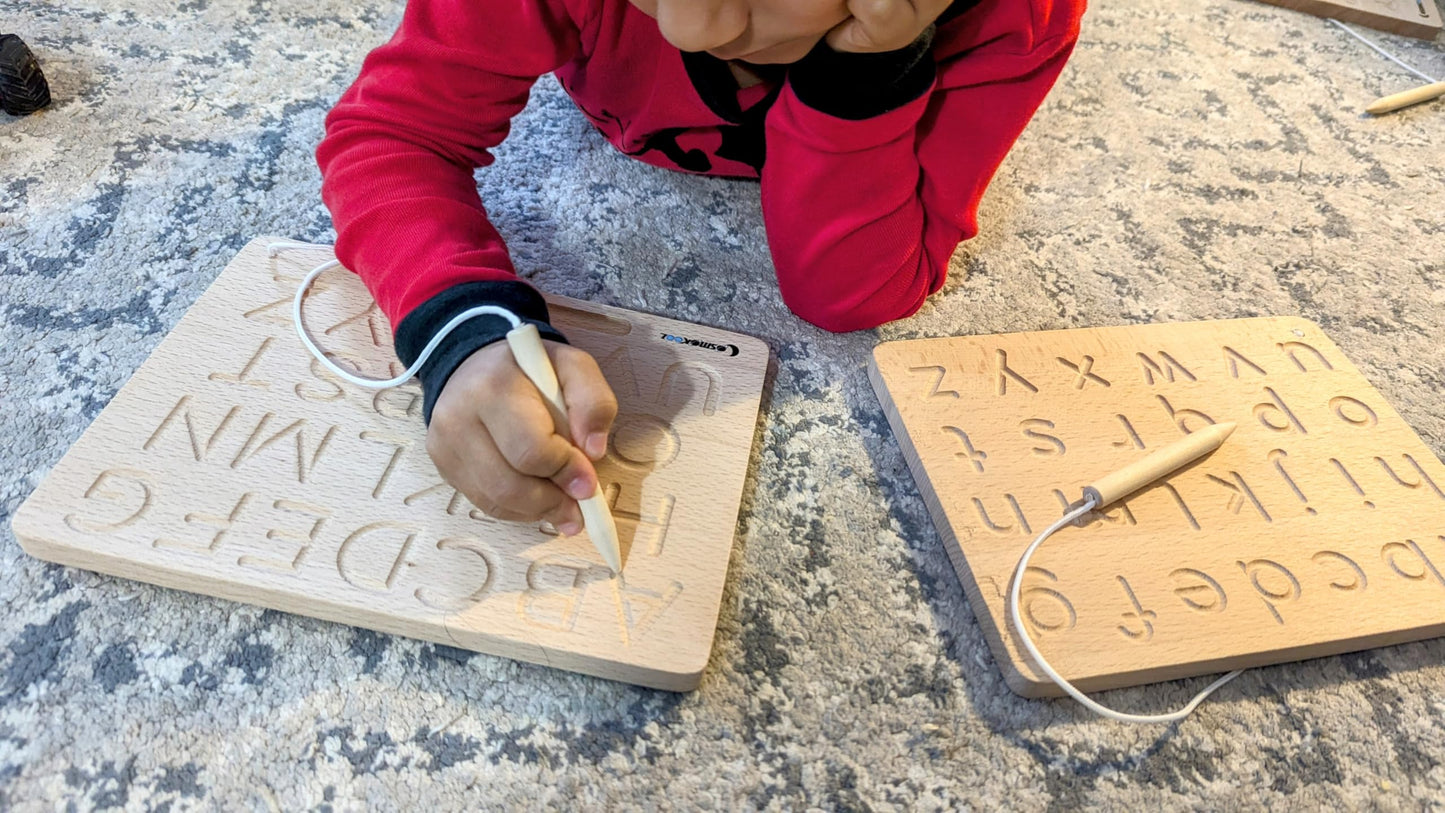Montessori Alphabet Tracing Board | Abc + Abc| Lowercase + Uppercase Double Sided | Abc Letters| Alphabet Learning Toys 3+ Year