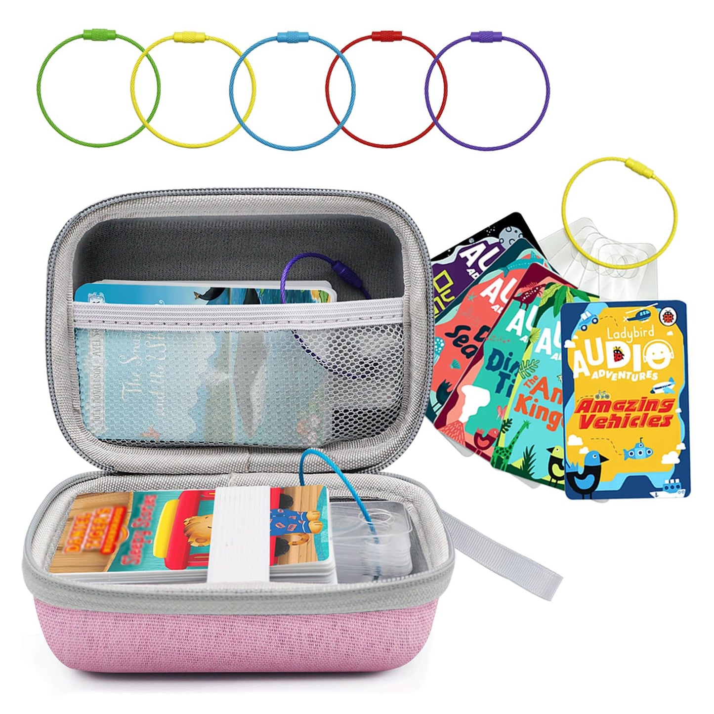 Gjulrfu Card Case For Yoto Cards, Hard Portable Card Case With Zipper & For Yoto Card Keyring Loop Holder Card Tabs, Travel Carr
