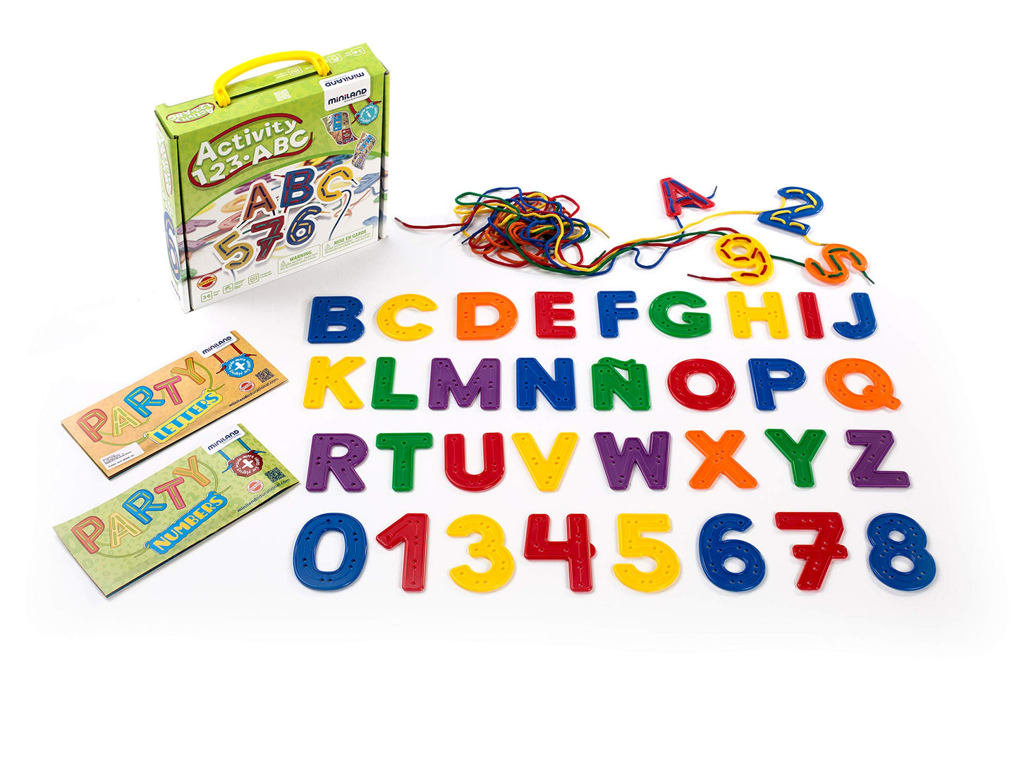 Miniland Educational - Activity 123 Abc Alphabet Number Lacing Set For Kids