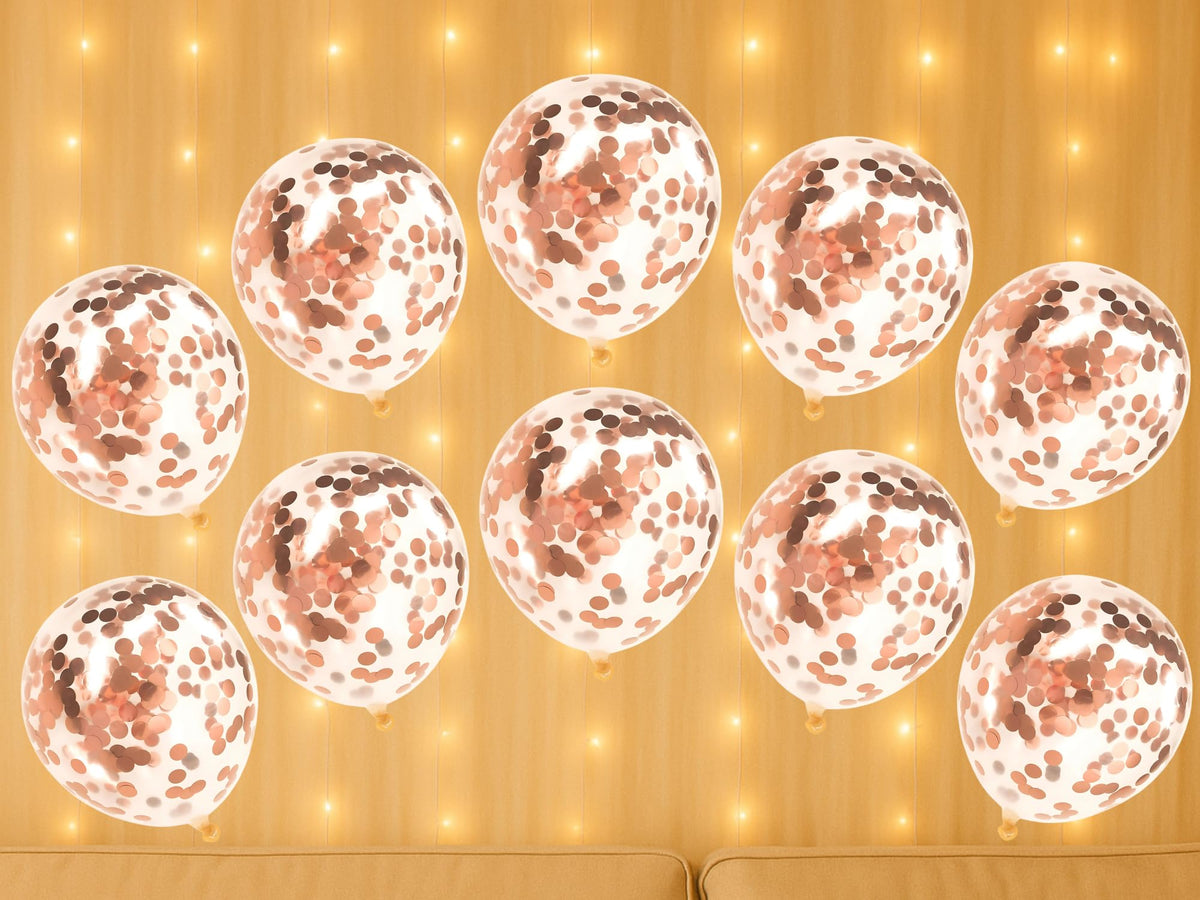 10 Pcs Confetti Balloons for Birthday Decoration Kit Rose Gold Boys Girls Kids Men Women Pack Items Itm Set Pre Filled Transpare