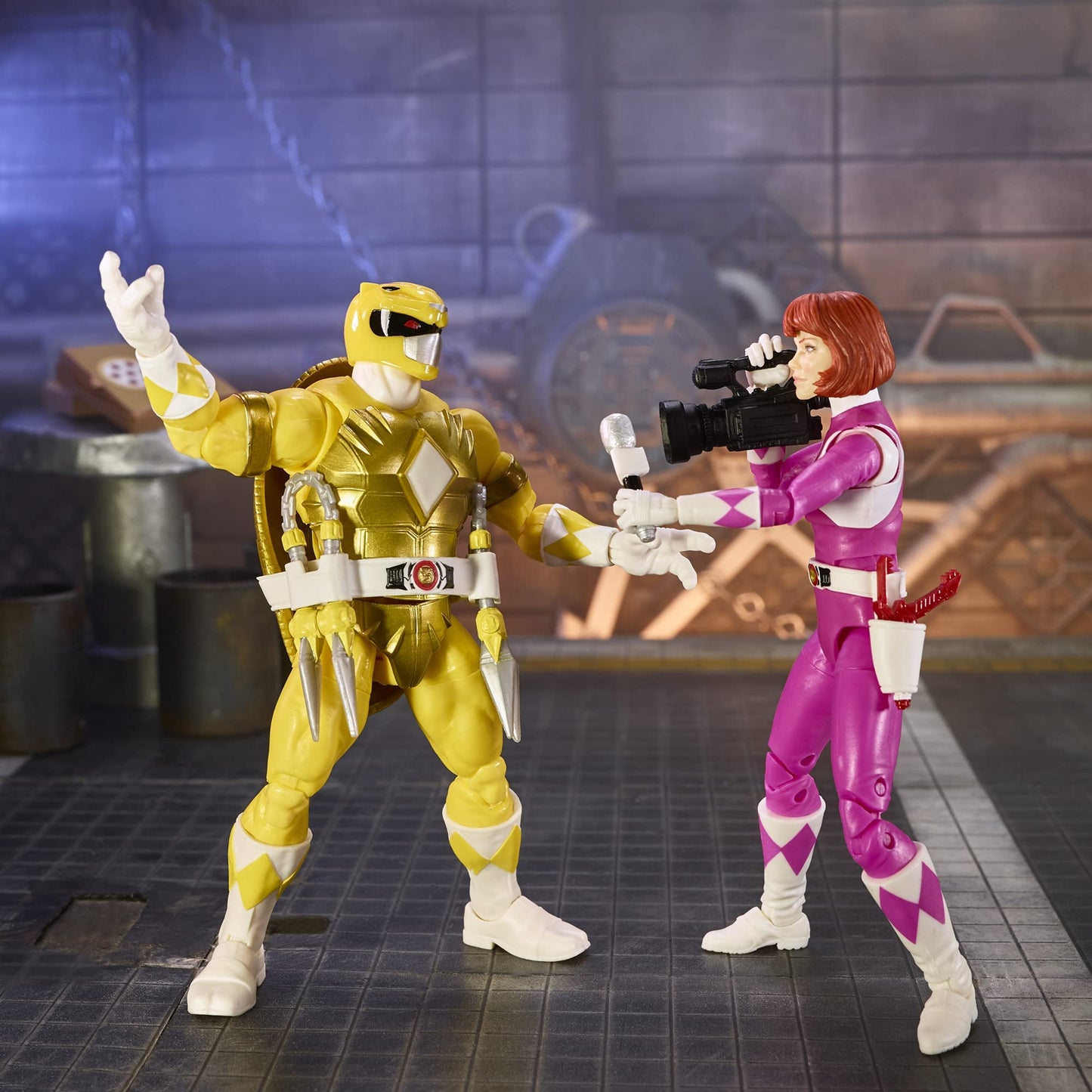 Husbro Mmpr/Tmnt Lightning,Mike And April As Yellow And Pink Rangers Action Figure 2-Pack