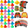 248 Pcs Duck Car Shape Tag Kits Includes 48 Squeaky Rubber Duck Bath Toy 100 Ducking Card Tags 100 Colorful Rubber Bands For Car