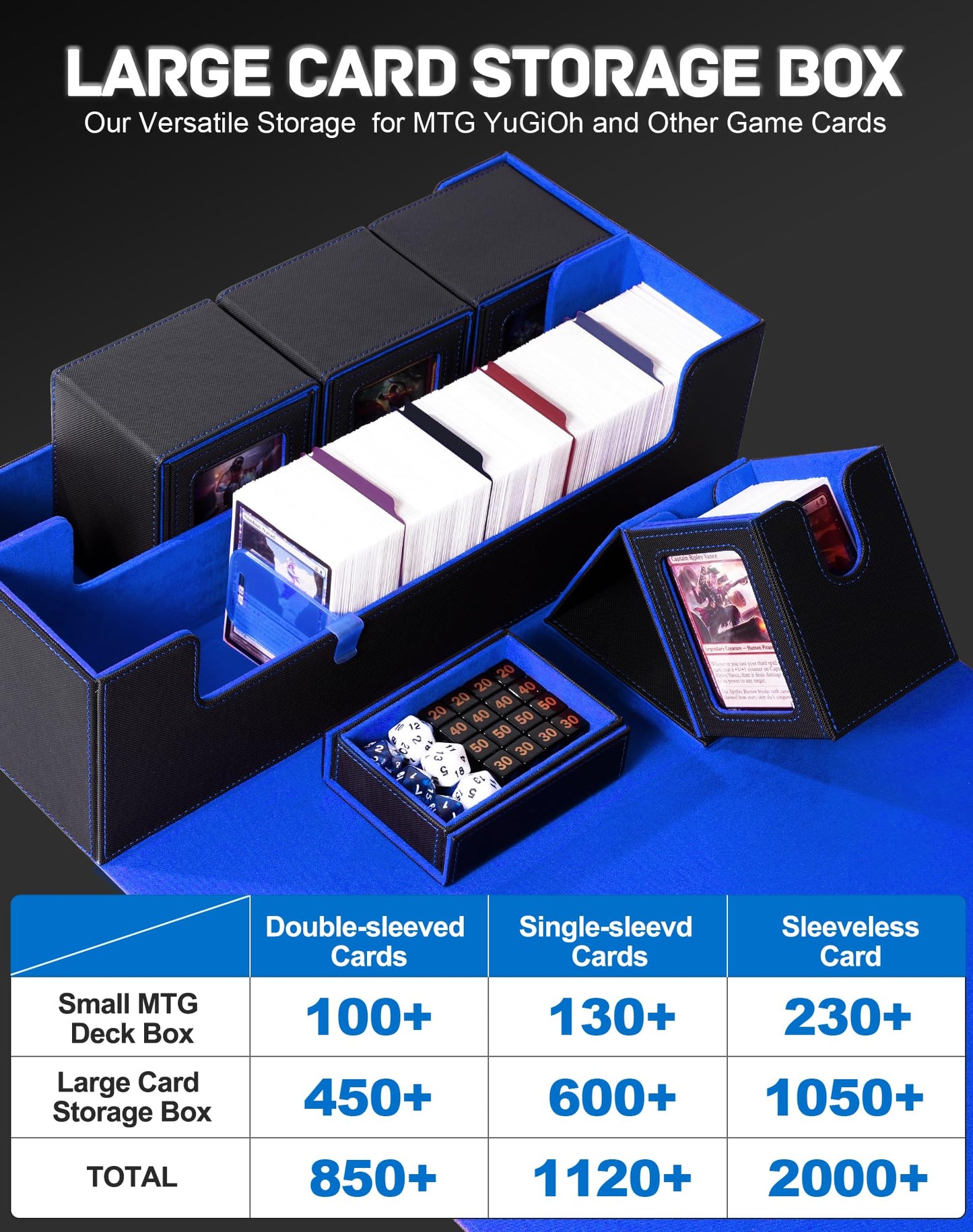 Zlca Mtg Deck Storage Box 5 In 1, Deck Case With 4 Pcs Small Commander Card Box, Large Card Case For Tcg Magic Sports Game(Black