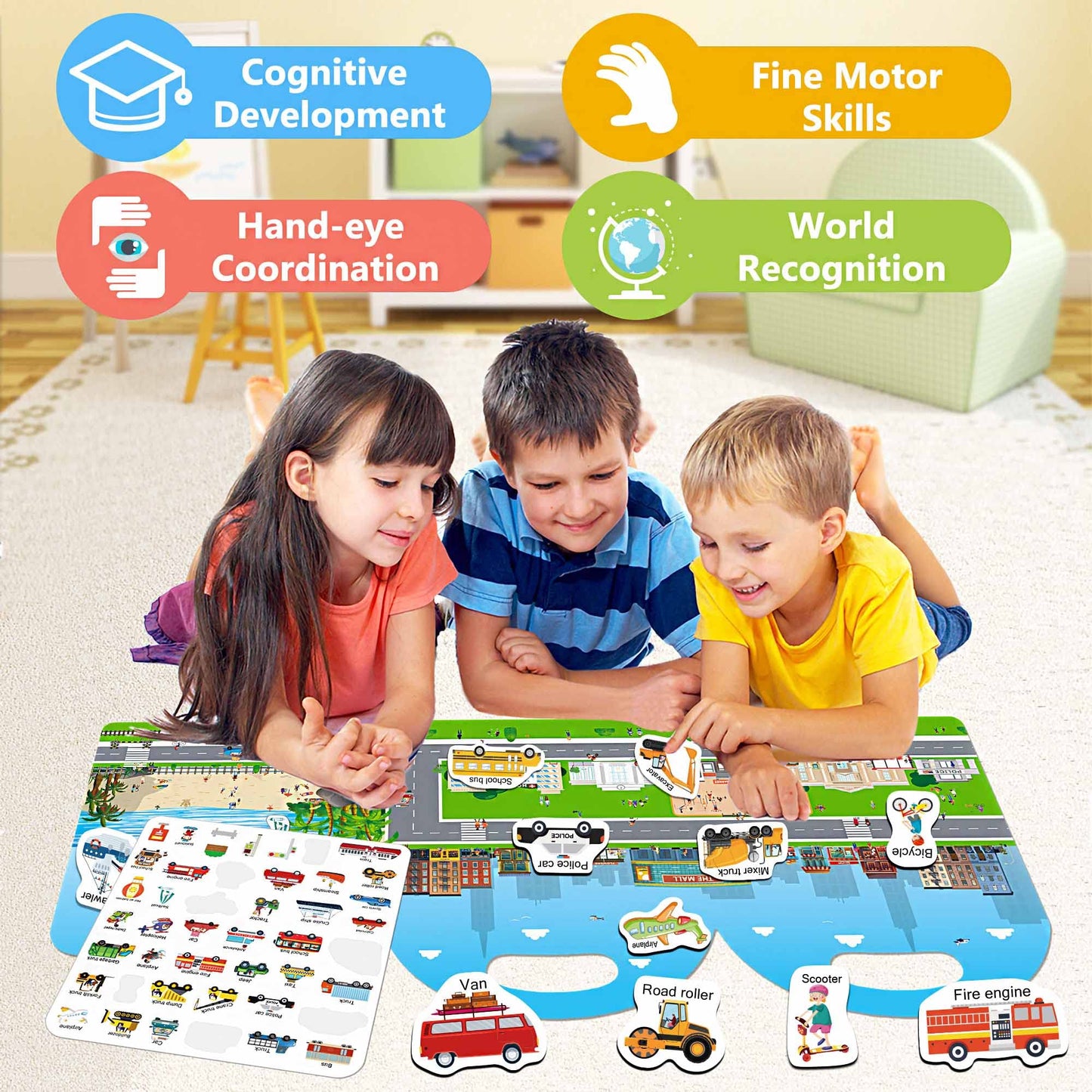 Igetooy 3 Sets Sticker Books For Toddler 1-3, 118 Pcs Reusable Stickers, Vehicles, Farm, Space Theme Sticker Books For Girls Boys Preschool Education Learning Toys For Kids 2 3 4 Year Old