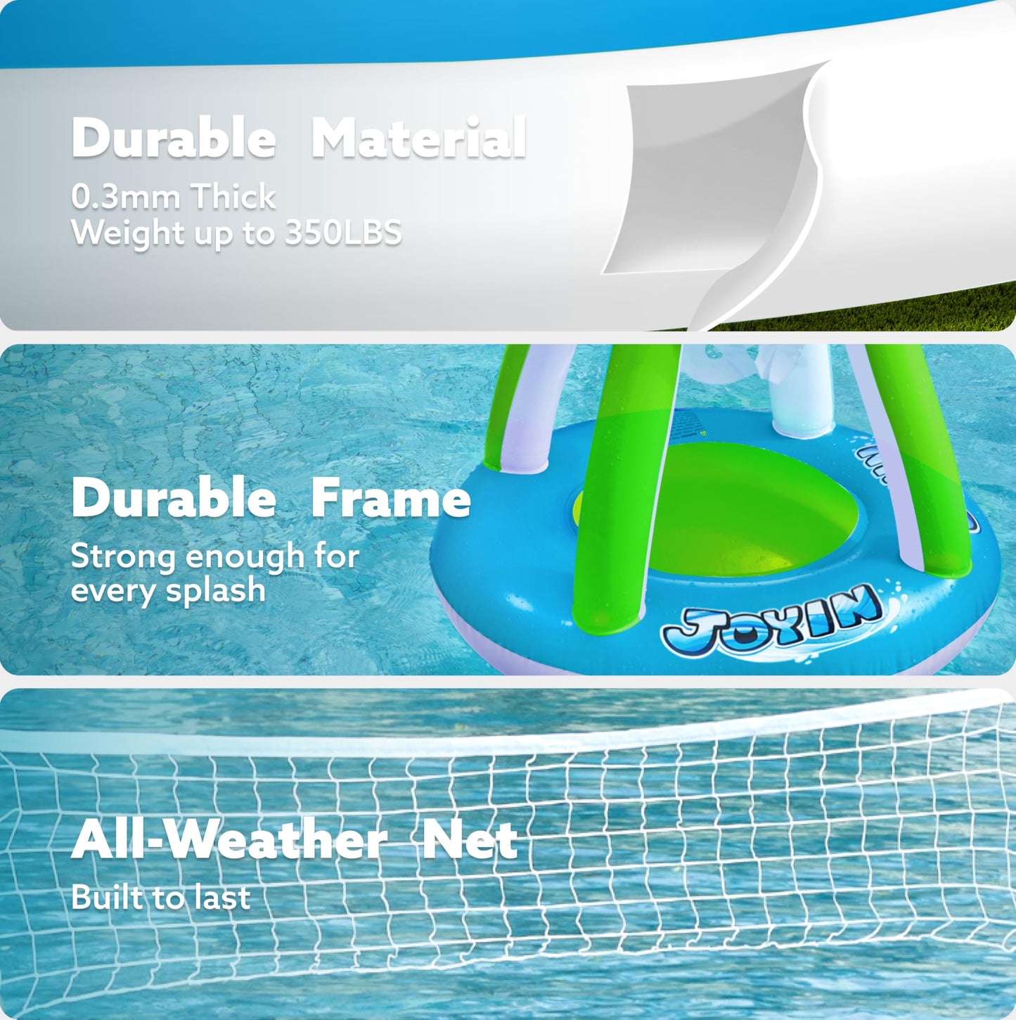 Joyin Inflatable Volleyball Net & Basketball Hoops Pool Float Set; Balls Included For Kids And Adults, Summer Pool Game, Floatie