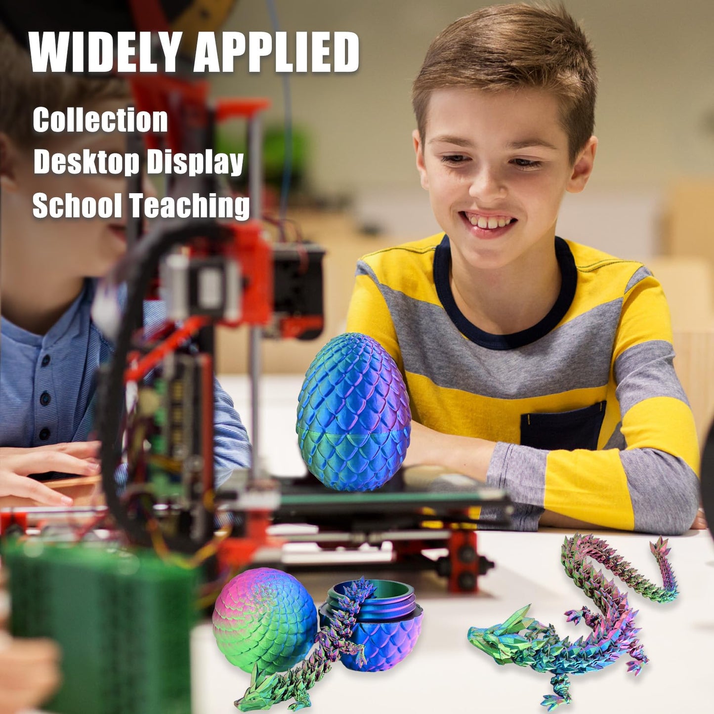 Locyfens 3D Printed Dragon Eggs With Dragon Inside, Rainbow Articulated 3D Dragon Toys With 3D Dragon Eggs, Crystal Dragon Red B