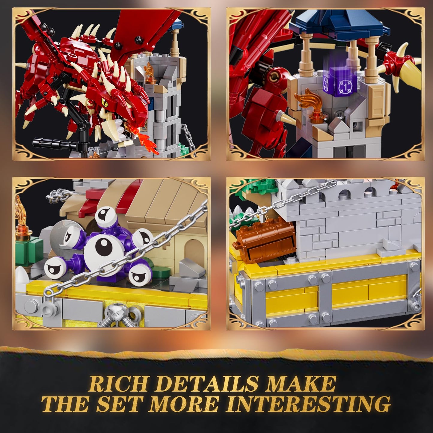 WINNER SPACE Medieval Dragons Castle Building Set, 927 Pcs, Red, Large, Plastic, Model 80031, Ideal Gift for Boys and Kids aged 8-13