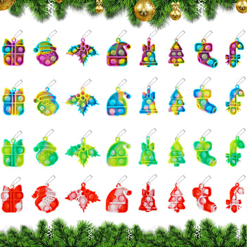 Jdsty 32Pcs Christmas Mini Pop Fidget Toy Pack For Kids Girls Boys Toddlers Christmas Stocking Stuffers Party Favors Gifts Stres