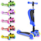 Hurtle 3-Wheeled Kids Scooter - Adjustable Lean-to-Steer Handlebar, Wheel LED Lights, Foldable Seat, Blue, One Size, Model HURFS56