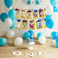 1st Birthday Boy Photo Banner for Baby from Newborn to 12 Months, First Birthday Decorations Boy Monthly Construction Vehicles T