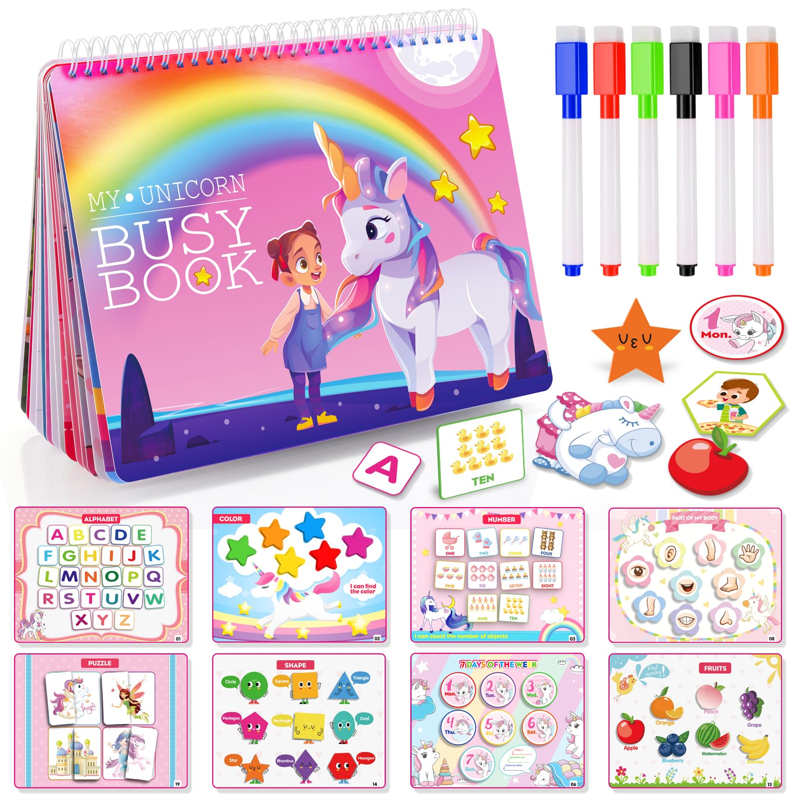 Busy Book For Toddlers Learning Toys,30 Themes Preschool Learning Activities Books,Montessori Toys For 2 3 4 5 Year Olds,Early Educational Toys Autism Learning Materials Gifts For Boys Girls Age 2-5