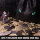 Byhoo 145PCS Metal DND Coins Set, 60 Gold, 40 Silver, 40 Copper, 5 Platinum, Medium Leather Bag, Glow in The Night Eyes