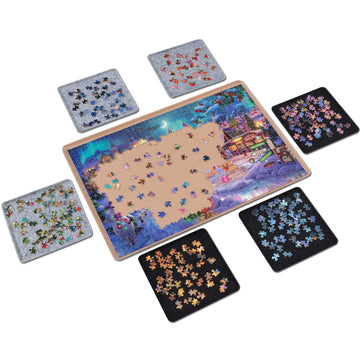 Lavievert Jigsaw Puzzle Board With 6 Sorting Trays, Lightweight Portable Felt Puzzle Mat Puzzle Storage Puzzle Saver For Up To 1