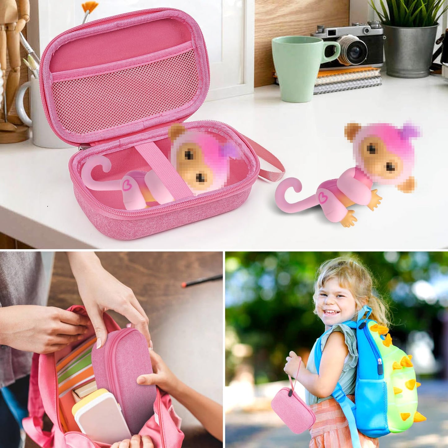 Mgznmty Carrying Case Compatible With Fingerlings Monkey Toy - 2023 New Interactive Toys For Kids (Pink) (Only Case)