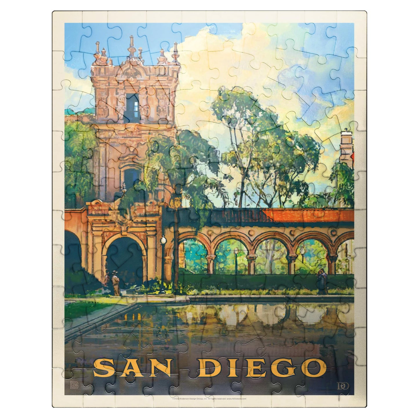 Mypuzzle San Diego, Ca: Balboa Park, Vintage Poster - Premium 100 Piece Jigsaw Puzzle For Adults