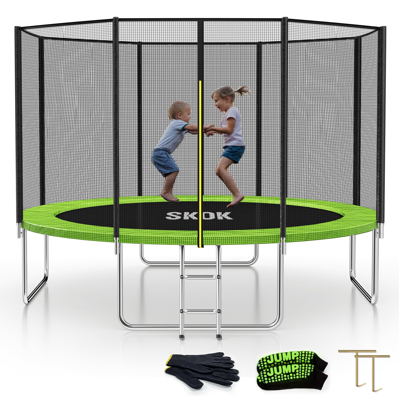 Skok Kids Trampoline 12Ft Trampolines With Enclosure Net, 400Lbs Outdoor Trampolines For Kids -Astm Approved Trampoline For Chil