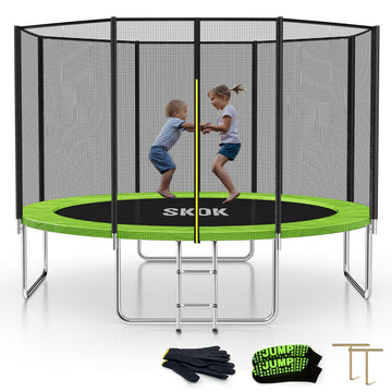 Skok Kids Trampoline 12Ft Trampolines With Enclosure Net, 400Lbs Outdoor Trampolines For Kids -Astm Approved Trampoline For Chil