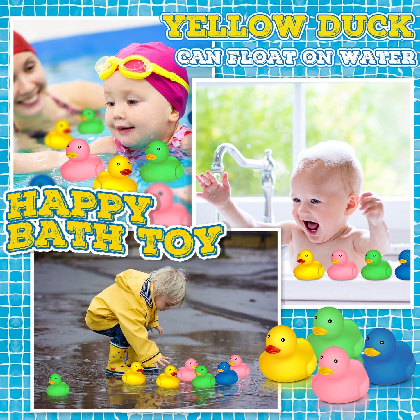 Zubebe Rubber Ducks Bath Toy Multicolor Mini Rubber Duck Bulk Float Duck Bath Toy Baby Shower Birthday Party Favors Gift(100 Pcs