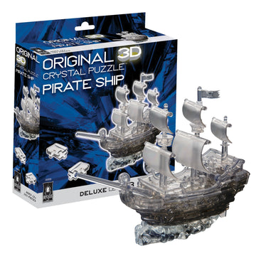 Bepuzzled Original 3D Crystal Puzzle Deluxe - Pirate Ship, Black - Fun Yet Challenging Brain Teaser That Will Test Your Skills And Imagination, For Ages 12+