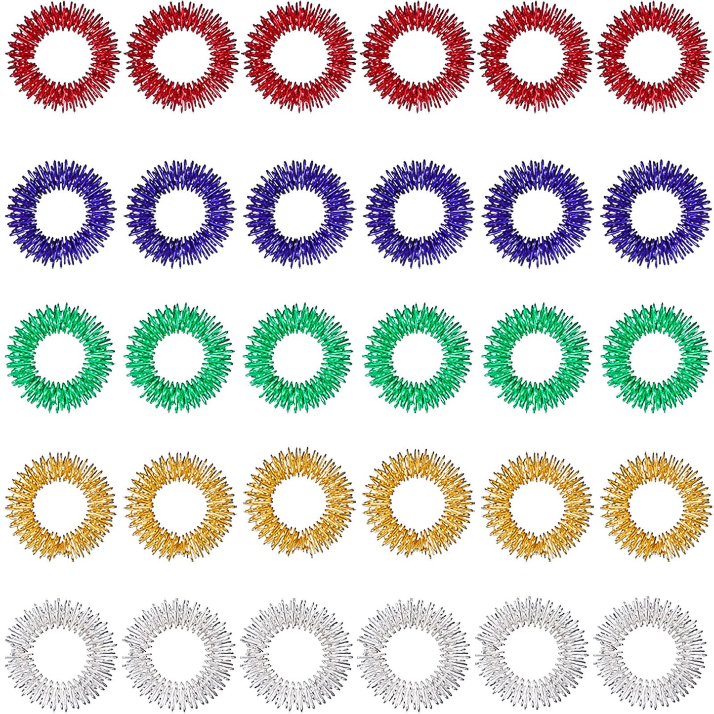 30 Pieces Acupressure Rings Spiky Sensory Rings for Fingers Stress Relief Fidget Sensory Massager for Teens Adults