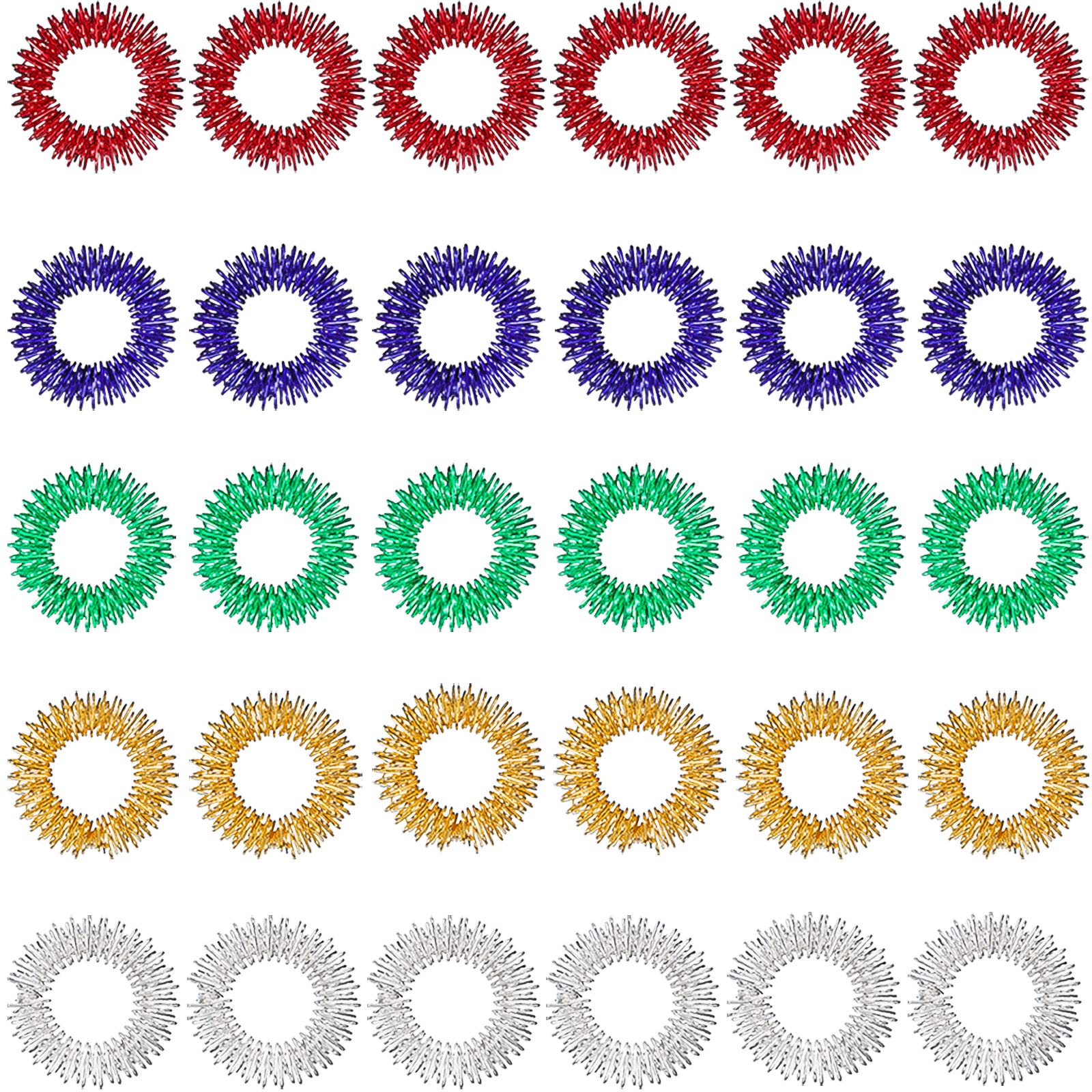 30 Pieces Acupressure Rings Spiky Sensory Rings for Fingers Stress Relief Fidget Sensory Massager for Teens Adults