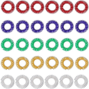 30 Pieces Acupressure Rings Spiky Sensory Rings for Fingers Stress Relief Fidget Sensory Massager for Teens Adults
