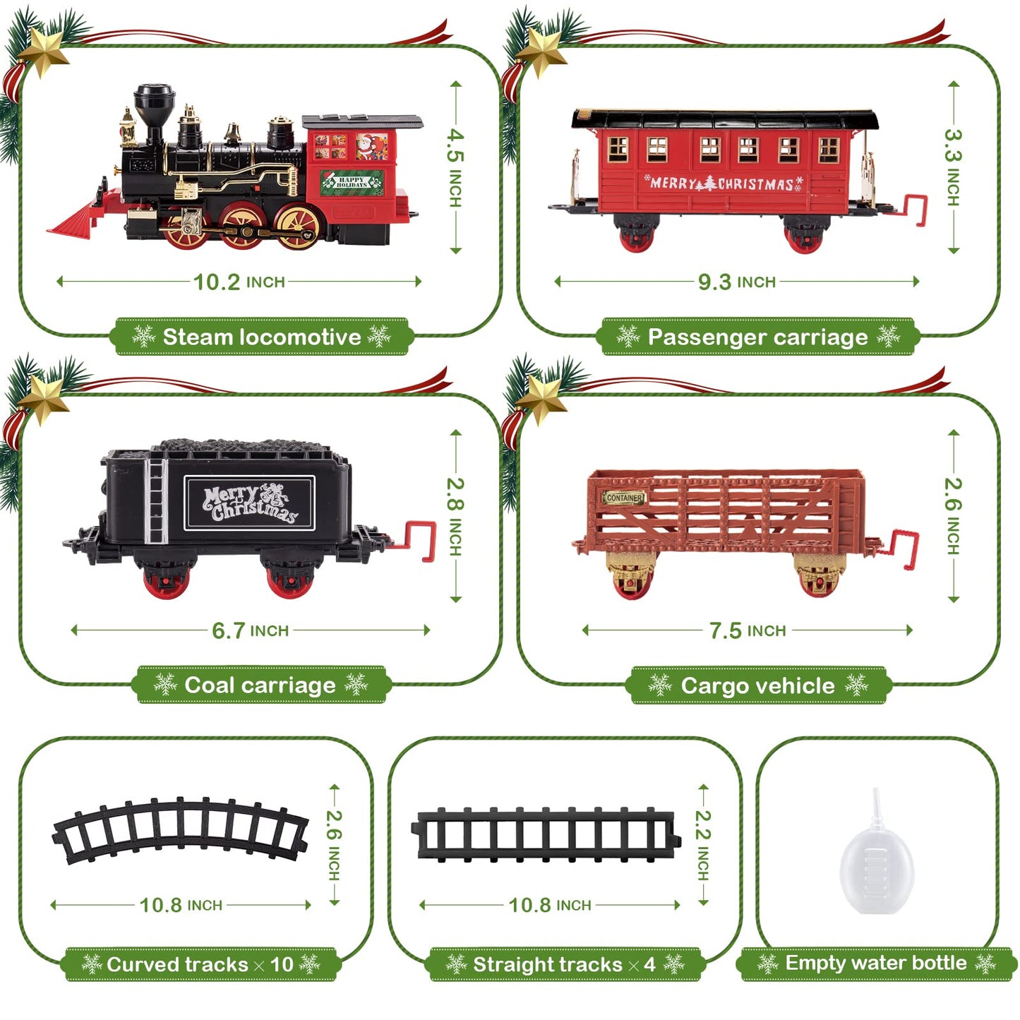Shemira Christmas Train Set, Train Toys For Boys Girls,Toy Train With Light Smoke And Sound,Steam Train Set For Around Christmas