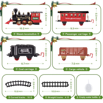 Shemira Christmas Train Set, Train Toys For Boys Girls,Toy Train With Light Smoke And Sound,Steam Train Set For Around Christmas