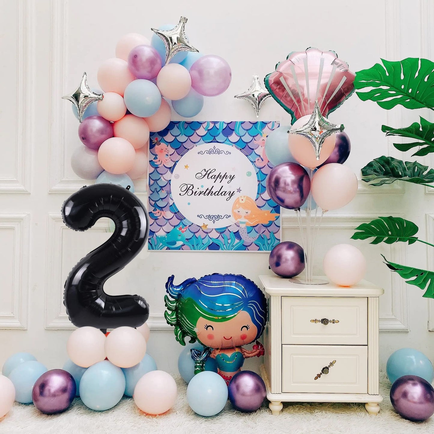 Smlpuame 40 Inch Number Balloon 0-9 Black Large Number 2 Balloons,Digital Balloons For Birthday Party Celebration Decorations Su