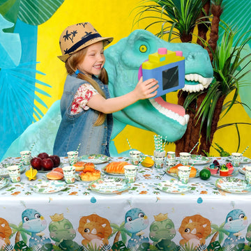 Lilwemen 3 Pieces Dinosaur Birthday Party Tablecloth Decorations, Dinosaur Theme Party Tablecovers, Dinosaur Party Supplies, Din