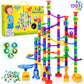 Joyin 170Pcs Glowing Marble Run, Construction Building Blocks Toys With 5 Glow In The Dark Glass Marbles, Stem Educational Building Block Toy(120 Plastic Pieces + 50 Glass Marbles)