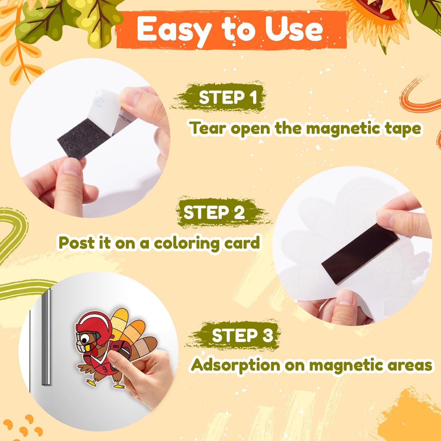 Thanksgiving Coloring Arts Crafts Kits - 30Pcs Fall Color Your Own Magnets for Kids Turkey Pumpkin Blank DIY Coloring Magnets fo