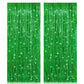 2 Pack 3.2ft x 8.2ft Green Foil Fringe Curtain, Metallic Tinsel Foil Fringe Rain Curtain Streamers Photo Backdrop for St Patrick