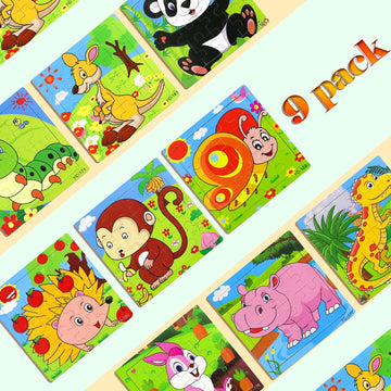 Puzzles for Kids Ages 3-5  9 Pack Wooden Jigsaw Puzzles for Toddlers Ages 3-5 16 Pieces Preschool Educational Learning Toys Set Animals Puzzles for 3 4 5 Years Old Boys and Girls