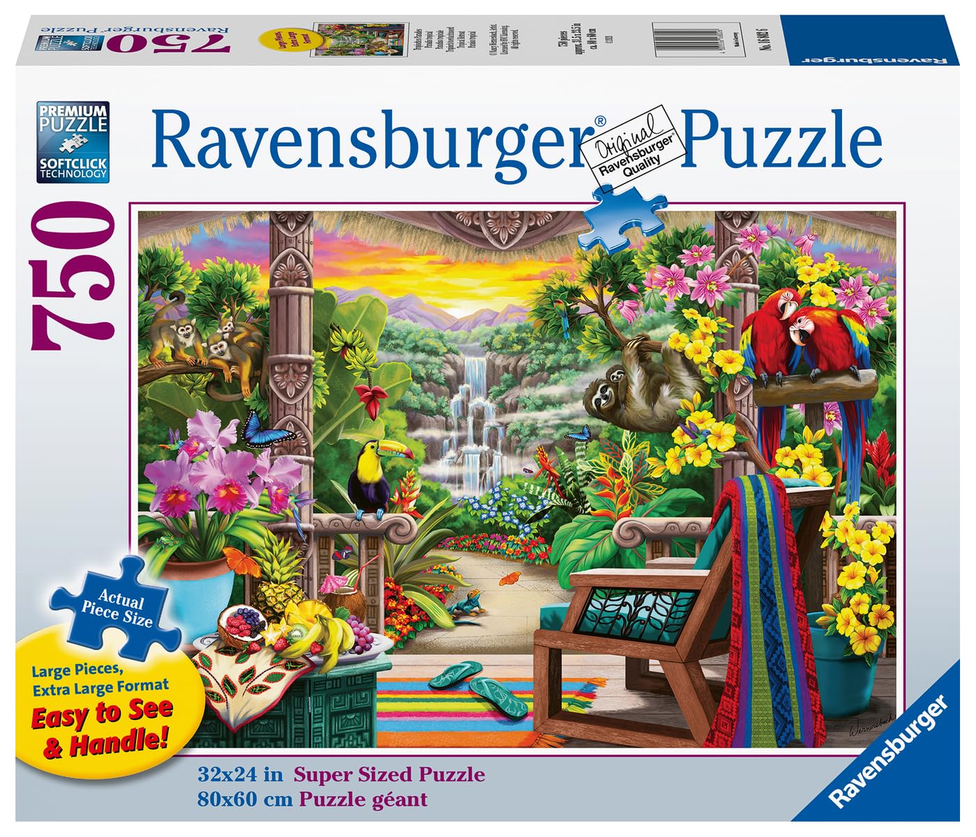 Ravensburger Tropical Retreat - 750 Piece Large Format Jigsaw Puzzle | Softclick Technology Vibrant, Glare-Free, And Age-Appropr