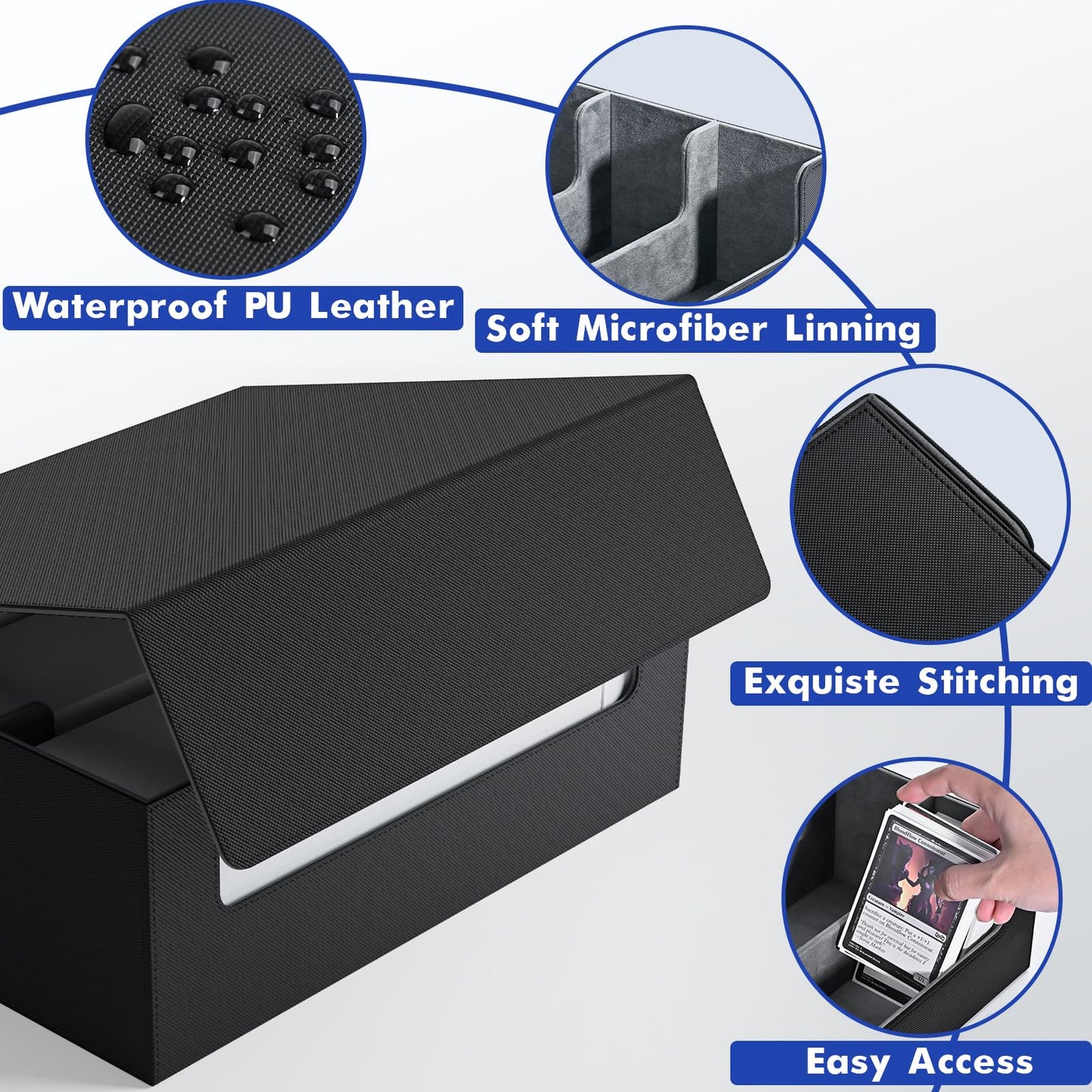 Zlca Card Storage Box For Mtg Ptcg, Commander Deck Box Holds 1800+ Cards, Card Storage Case, Card Organizer For Tcg Sport Cards(Black)