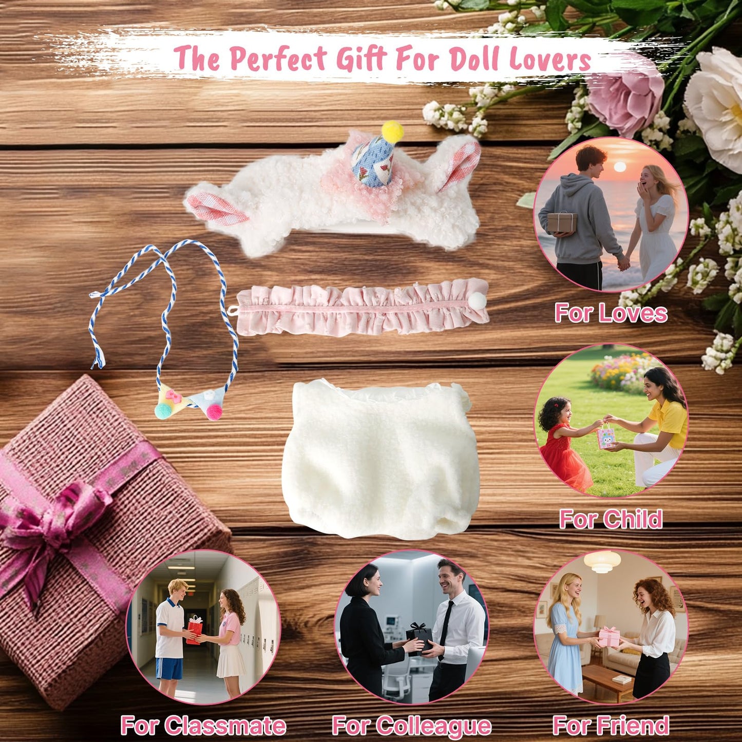 OCQOTAT 4 PCS Clothes for Doll- Clothes for 17cm Dolls Outfit Accessories Clothes +Headband + Scarf + Belt (No Doll)