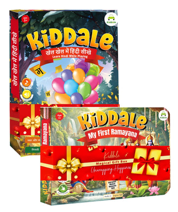 Kiddale Pack Of 2 Sound Books - Khel Khel Mein Hindi Sikho (Varnamala) & My First Ramayana - Interactive Musical Books For Kids 