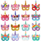 Marsui 32 Pcs Unicorn Monster Safari Animal Face Masks For Kids Cartoon Masks For Animal Birthday Party Decorations(Unicorn)