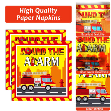 100 Pcs Firetruck Birthday Party Decorations Fireman Plates And Napkins For Firefighter Party Supplies Fire Truck Birthday Theme