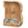 Aorcmitn Extra Large Wooden Letter Coin Piggy Bank For Boys Girls Kids Toddler Alphabet B Money Bank (Initial-B-12)