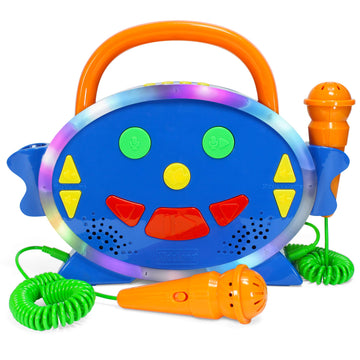 Kidzlane Kids Karaoke Machine - Singing Machine With 2 Microphones And Bluetooth - 100 Pre-Loaded Songs - Kids Music Player With Voice Changer, Record And Playback, And Multicolored Led Lights