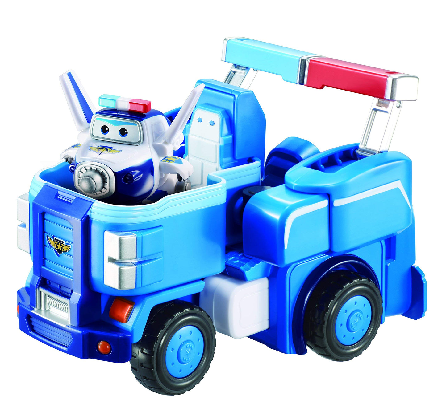 Super Wings 7" Paul's Police Cruiser Toy Set with 2" Transform-a-Bot Paul Figure, Plastic Preschool Gift for Ages 3-5