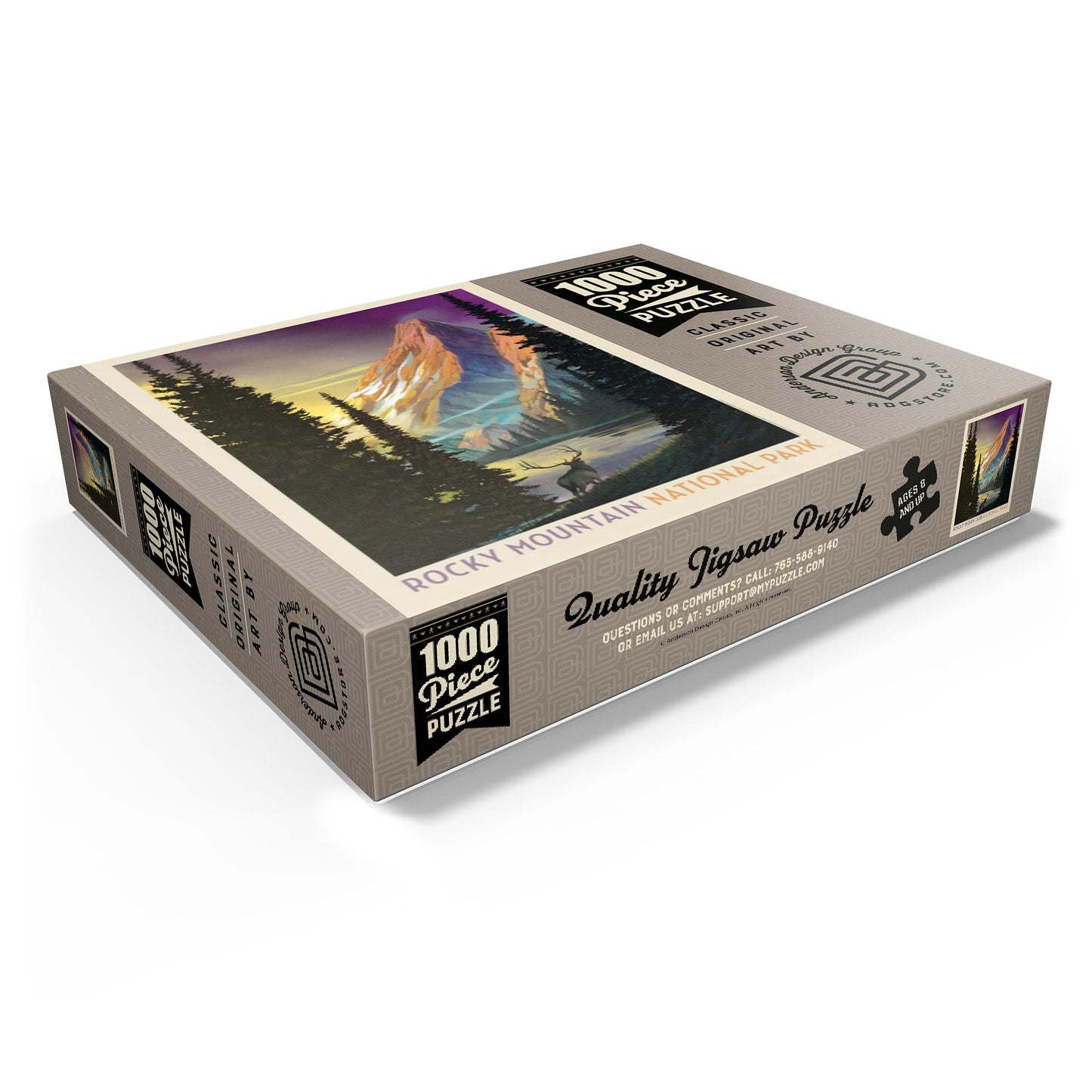 MyPuzzle 1000 Piece Jigsaw Puzzle - Rocky Mountain National Park Pyramid Peak, Colorful Cardboard Vintage Poster for Adults