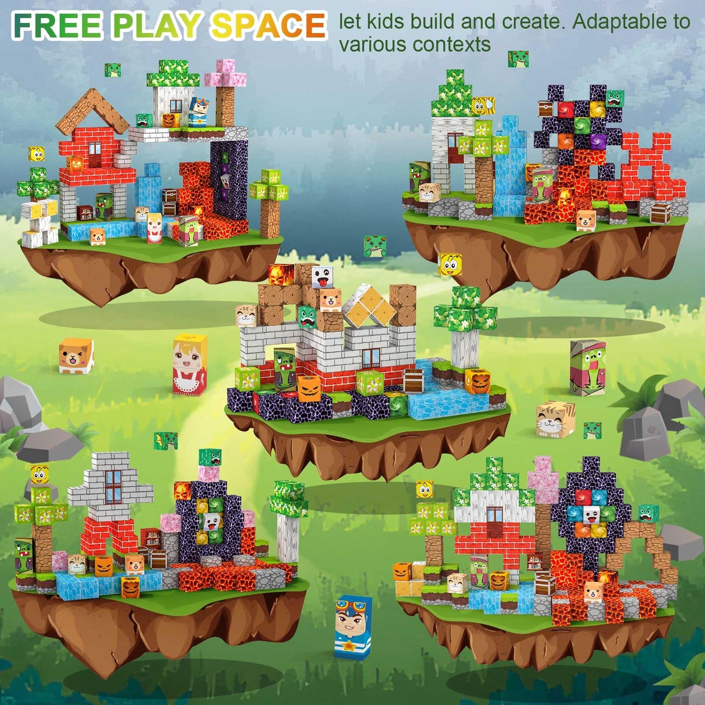 Crifeton Magnetic Blocks 220 Pcs Magnetic Building Blocks, 3+ Stem Montessori Sensory Toys, Magnetic Cube For For 3 4 5 6 7 8 9