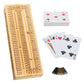 We Games 3 Player Wooden Cribbage Set - Easy Grip Pegs And 2 Decks Of Cards Inside Of Board - Natural Wood