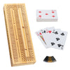We Games 3 Player Wooden Cribbage Set - Easy Grip Pegs And 2 Decks Of Cards Inside Of Board - Natural Wood