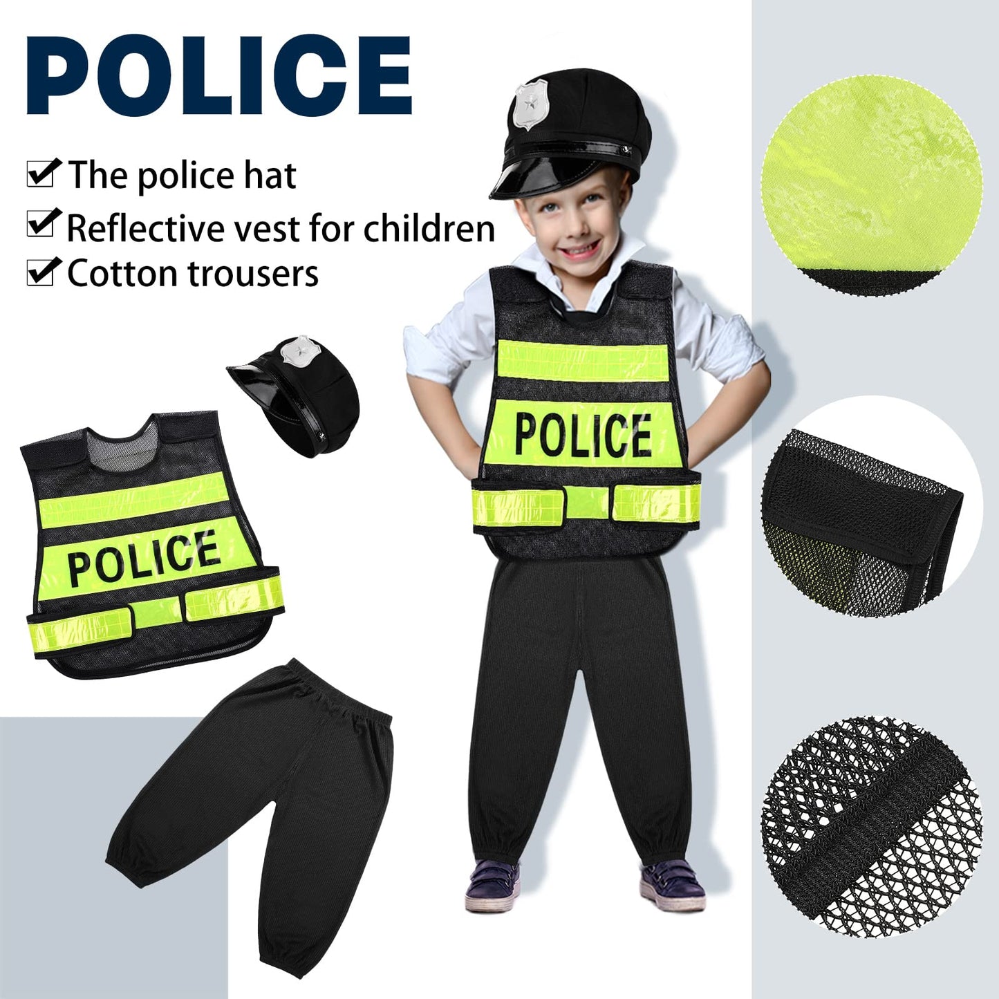 Vicenpal 4 Sets 12 Pcs Pretend Play Kids Costumes Set Christmas Gifts Role Play Costume Dress Costume For Kids Boys Girls (Firem